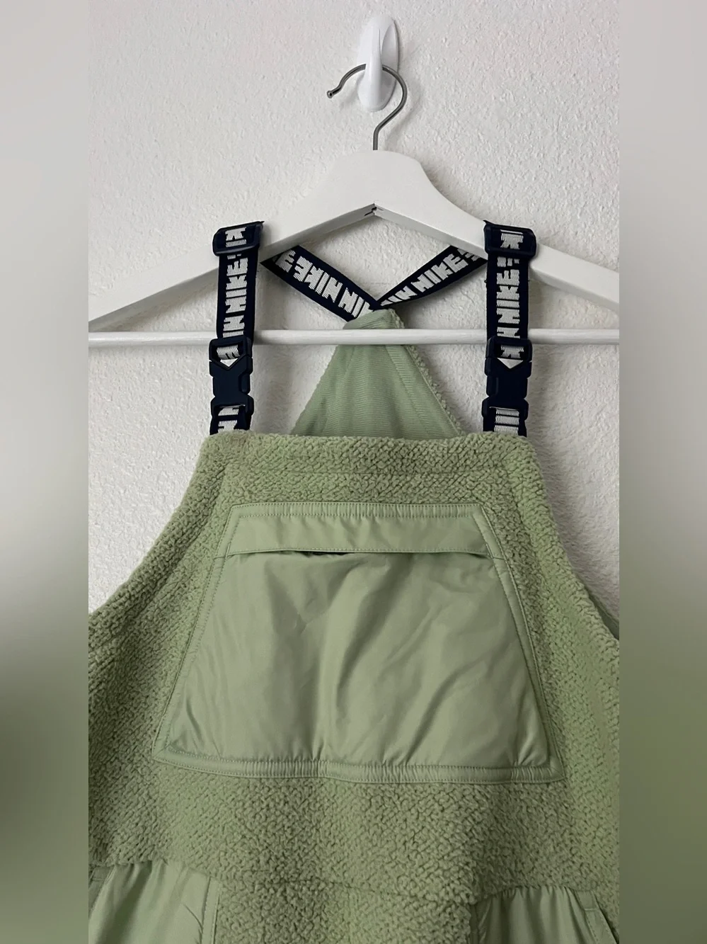 NWOT Nike Olive Green Fleece Overalls Jumpsuit with Branded Straps